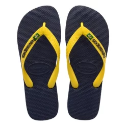 Tongs Havaianas Brasil Logo Navy Blue Citrus Yellow