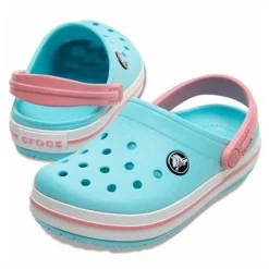 Sandales Crocs Kids Crocband Clog Ice Blue White -Pas Cher Baskets Magasin 207006 4S3204