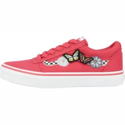 Baskets Vans Youth Ward Butterflies Clearet Red White -Pas Cher Baskets Magasin 3 vans active my ward claret red butterflies canvas2028229