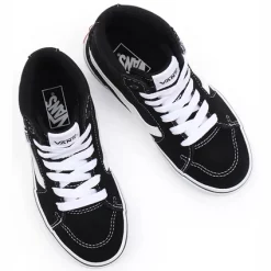 Baskets Vans Youth Filmore Hi Suede Canvas Black White -Pas Cher Baskets Magasin 4 VN0A5HZDIJU2