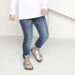 Sandales Birkenstock Enfant Arizona Leather Silver -Pas Cher Baskets Magasin 555133 f look g