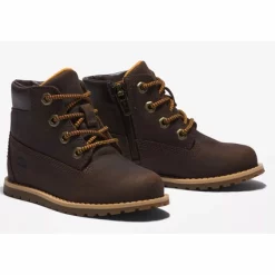 Bottes Timberland Toddler Pokey Pine 6-Inch Side-Zip Dk Brown Full Grain Potting Soil -Pas Cher Baskets Magasin A2NC3931 4