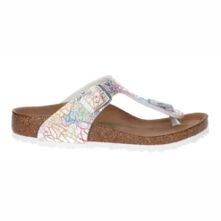 Tongs Birkenstock Kids Gizeh Vegan Microfiber Flashy Hologram Silver Narrow